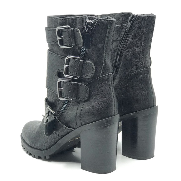 ALDO BLACK LEATHER MULTI BUCKLE BOOT - Picture 3 of 7